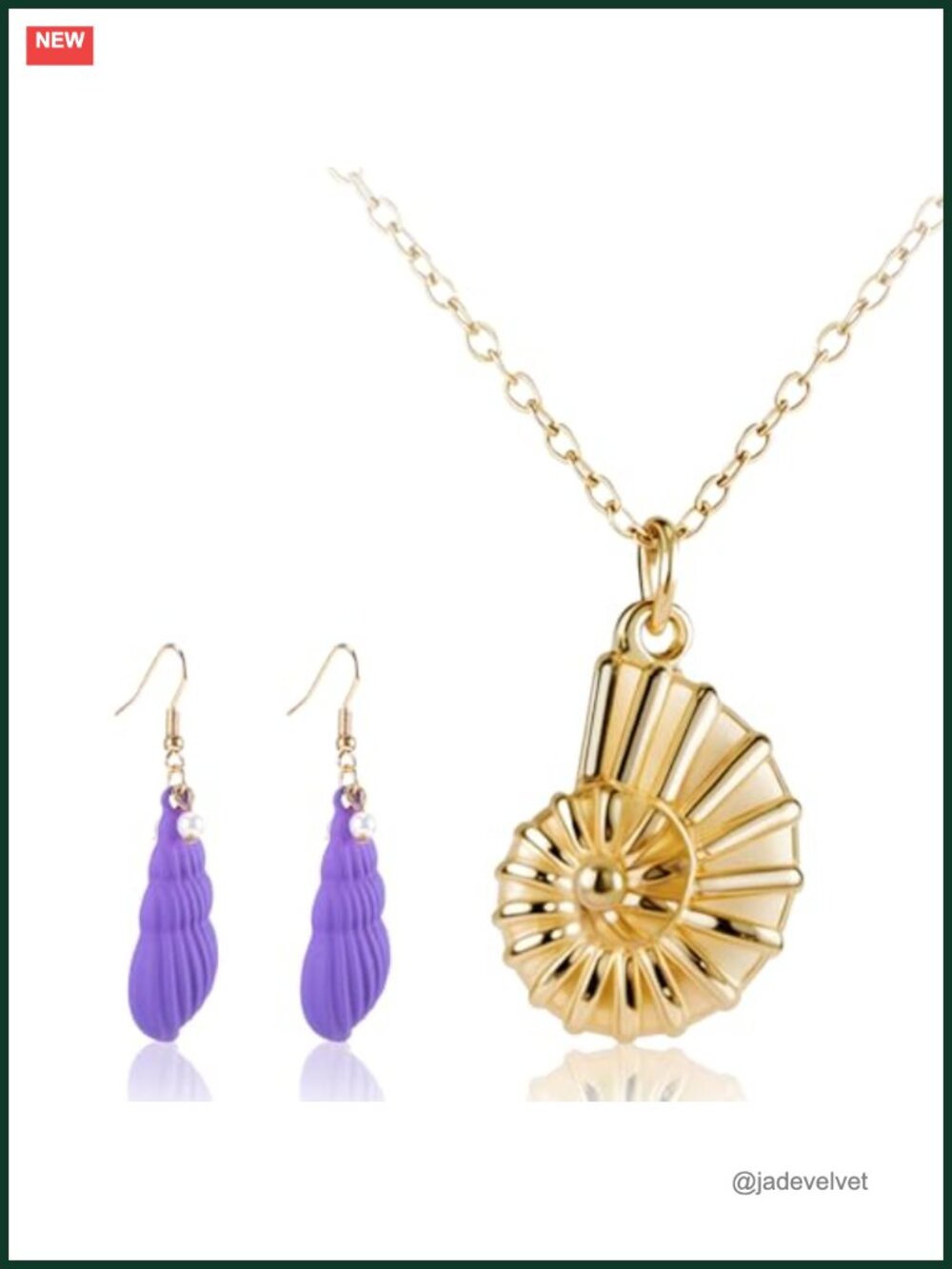 Conch Shell Necklace & Seashell Earrings Set Copper Alloy Boho Cosplay